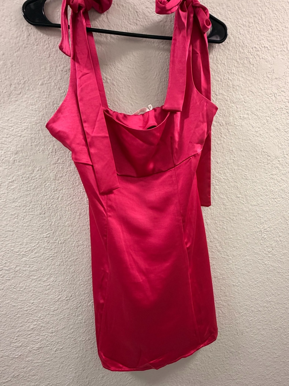Lush Fuchsia Tie-Shoulder Mini Dress
